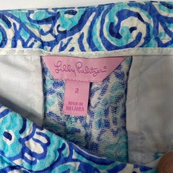 Lilly Pulitzer WOMENS  Shorts Flat Front Side Zip Size 2 Navy White Swirl - Picture 5 of 11